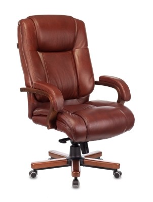 Кресло для руководителя Бюрократ T-9925WALNUT светло-коричневая кожа